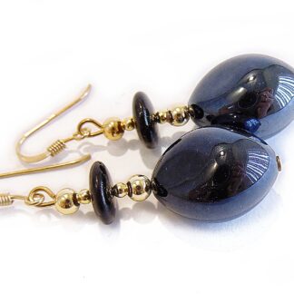 Orecchini da Donna con perle in Vetro di Murano Originale, Collezione Gloria, nero